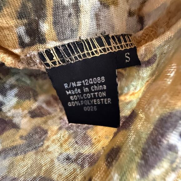 Y2K Leopard Print Button Down Shirt Rhinestone Peace Sign Semi Sheer Top Women S - Picture 5 of 7